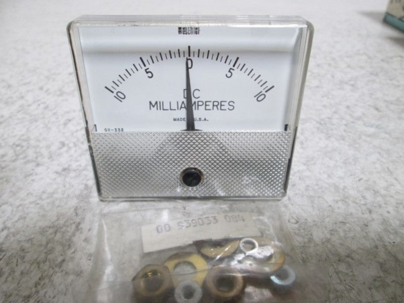 WESCHLER GX-332 PANEL METER 10-0-10 DC MILLIAMPERS  NSMP