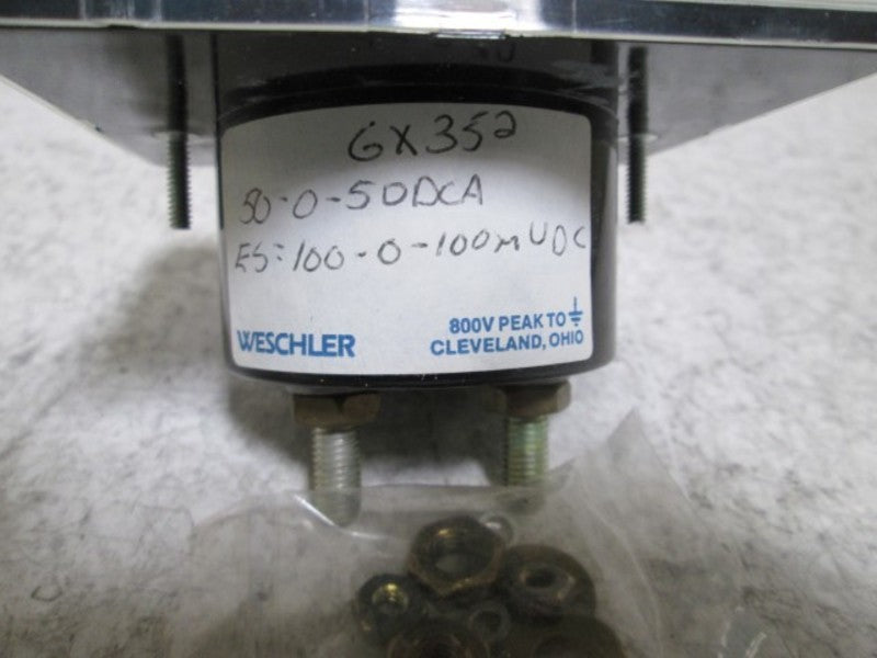 WESCHLER GX-352 PANEL METER 50-0-50 DC AMPERS  NSMP