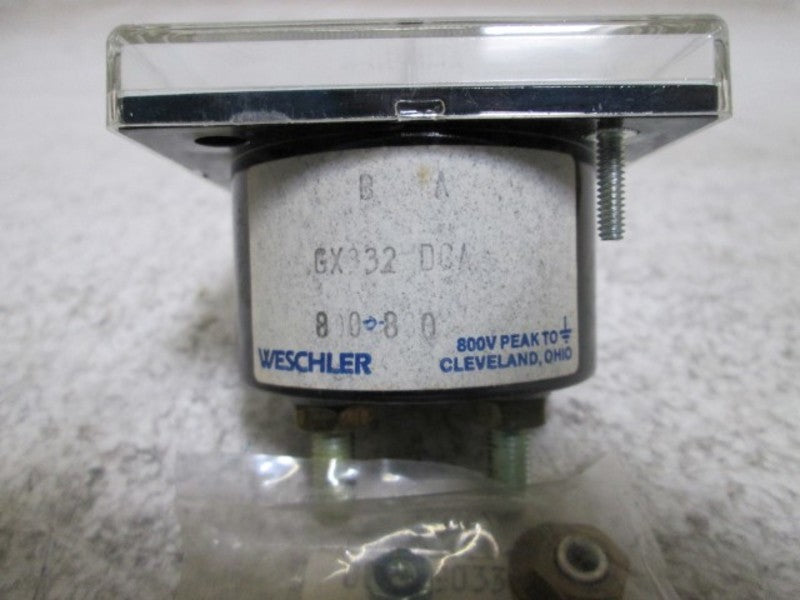 WESCHLER GX-332 PANEL METER 800-0-800 DC AMPERES  NSMP