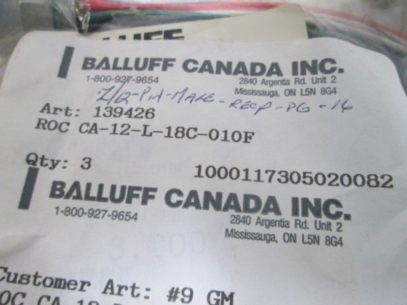 BALLUFF R0CCA-12-L-18C-010F 12-PIN MALE CONNECTOR  NSNP