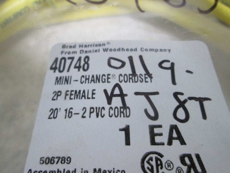 BRAD HARRISON 40748 MINI-CHANGE CORDSET 2PIN FEMALE  NSNP IN A BAG