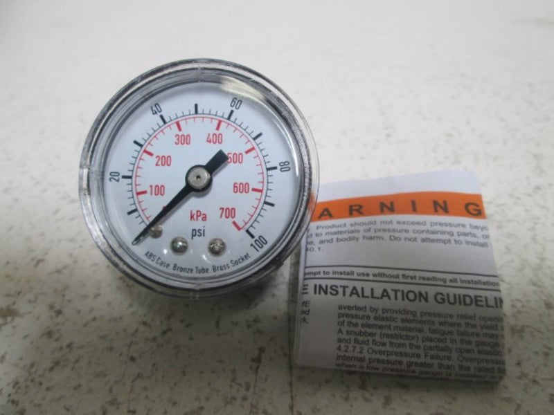 4FLZ7 PRESSURE GAUGE 1 1/2" 0-100 PSI  NSMP