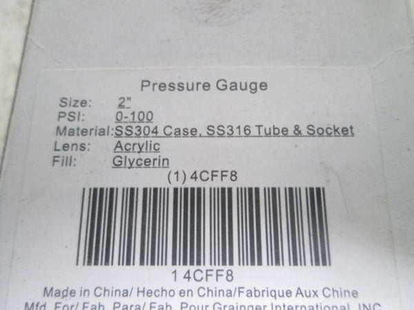 4CFF8 PRESSURE GAUGE 2" 0-100 PSI  NSMP