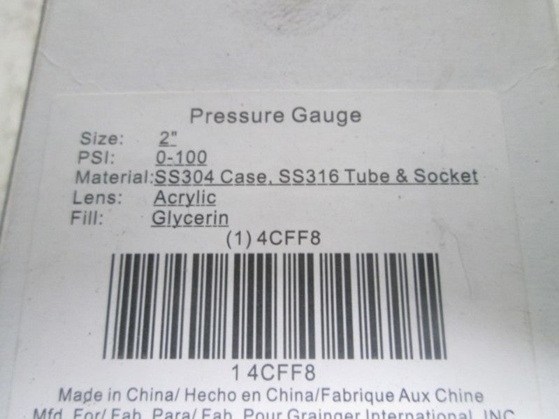 4CFF8 PRESSURE GAUGE 2" 0-100 PSI  NSMP