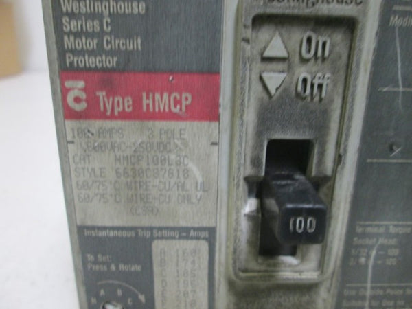 WESTINGHOUSE HMCP100L3C CIRCUIT BREAKER 100AMP 3 POLE (AS PICTURED)  UNMP