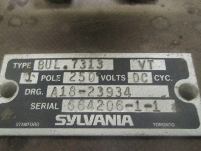 SYLVANIA BUL.7313 VT RELAY 1 POLE 250V  NSNP