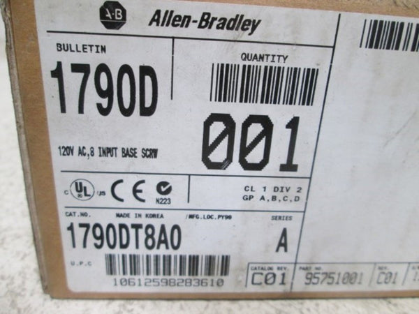 ALLEN BRADLEY 1790DT8A0 SER. A TERMINAL BLOCK 120V 8 INPUT BASE  NSMP