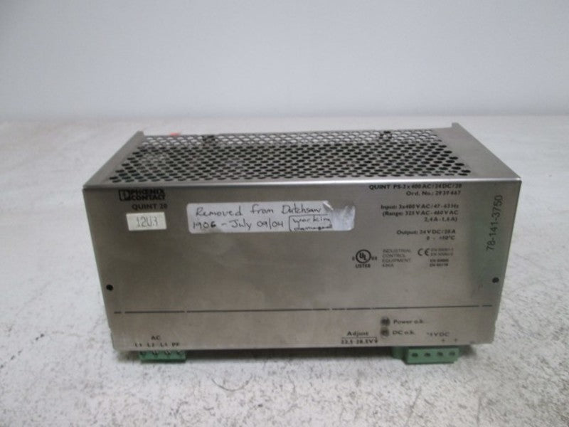 PHOENIX QUINT-PS-3X400AC/24DC/20 400V UNMP