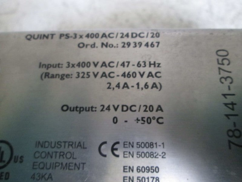 PHOENIX QUINT-PS-3X400AC/24DC/20 400V UNMP