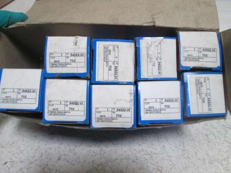 LOT OF 9 LEVITON 54522-W FRAMED TOGGLE SWITCH NSMP