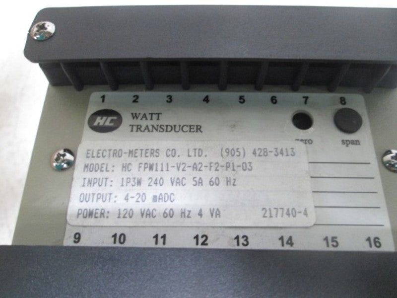 ELECTRO-METERS HC FPW111-V2-A2-F2-P1-03 UNMP