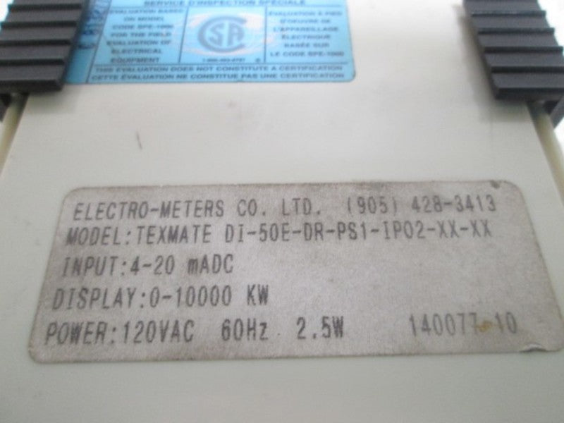 TEXMATE DI-50E-DR-PSI-IP02-XX-XX DIGITAL METER  UNMP