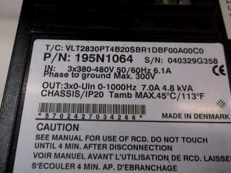 DANFOSS VLT2800 195N1064 DRIVE 1.9AMP  UNMP