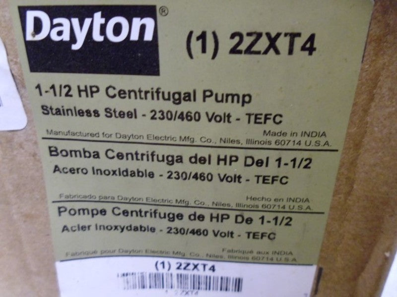 DAYTON 2ZXT4 CENTRIFUGAL PUMP  NSMP