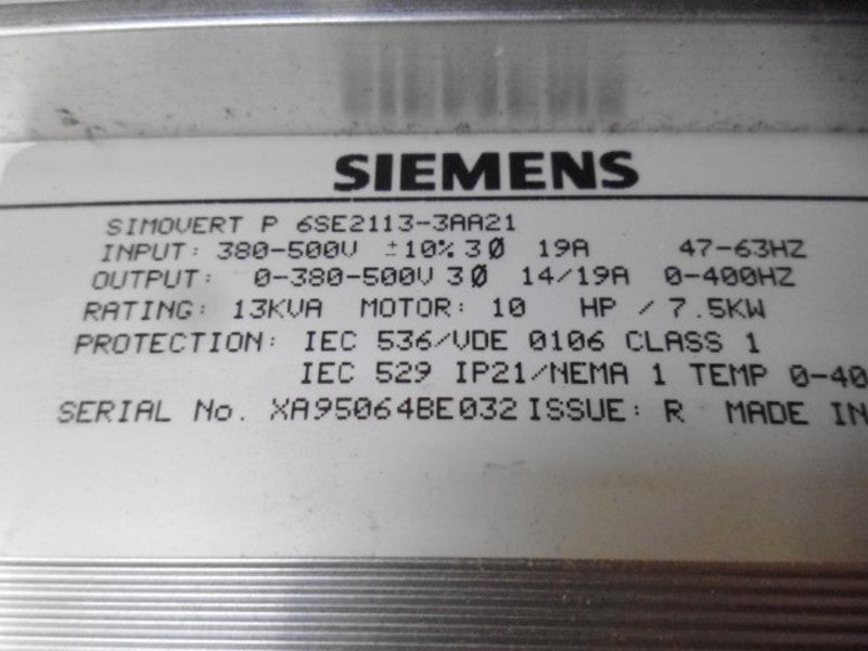 SIEMENS 6SE2113-3AA21 6SE2100-1CA00  NSMP
