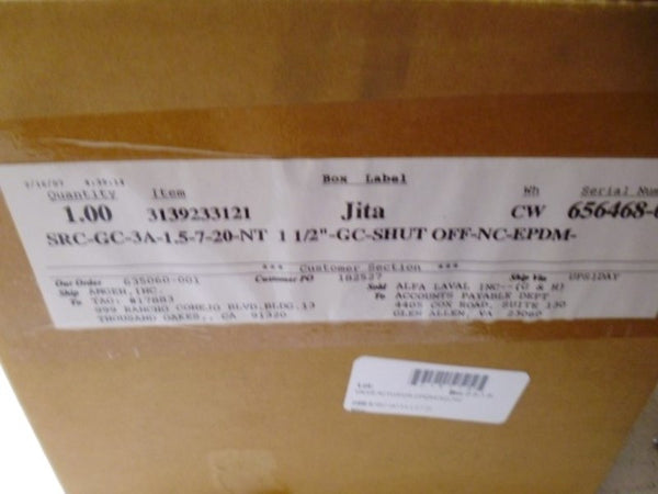 ALFA LAVAL SRC-GC-3A-1.5-7-20-NT 1-1/2" PNEUMATIC PLUG VALVE  NSMP