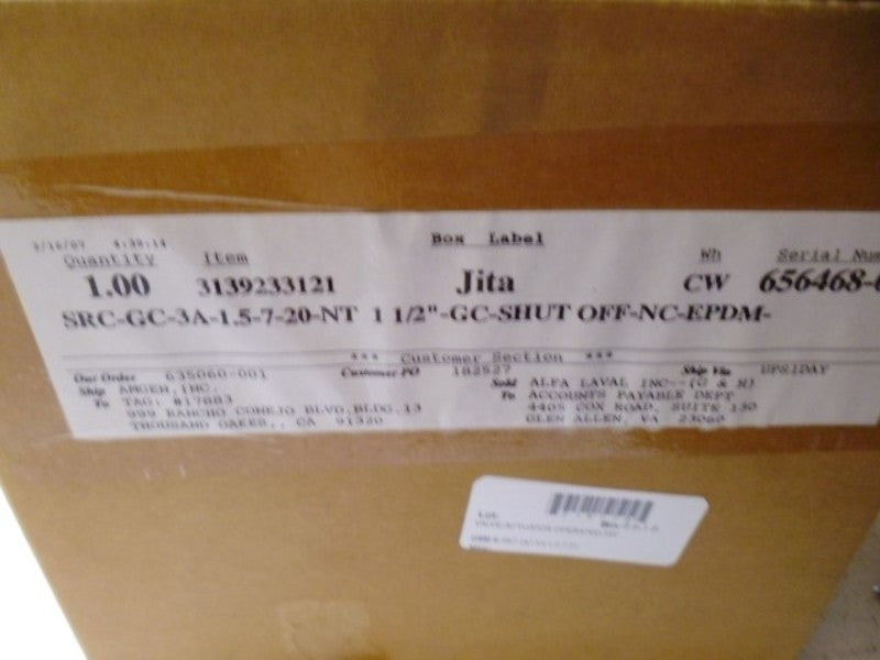 ALFA LAVAL SRC-GC-3A-1.5-7-20-NT 1-1/2" PNEUMATIC PLUG VALVE  NSMP