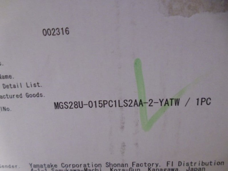 YAMATAKE MGS28U-015PC1LS2AA-2-YATW MAGNSNP 3000  NSMP