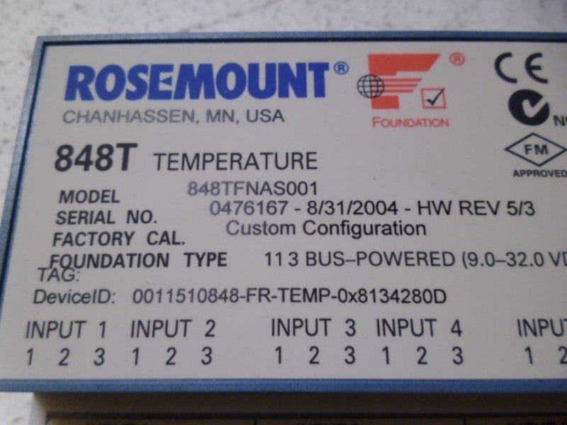 ROSEMOUNT 848TFNAS001 HIGH DENSITY TEMPERATURE TRANSMITTER  NSMP