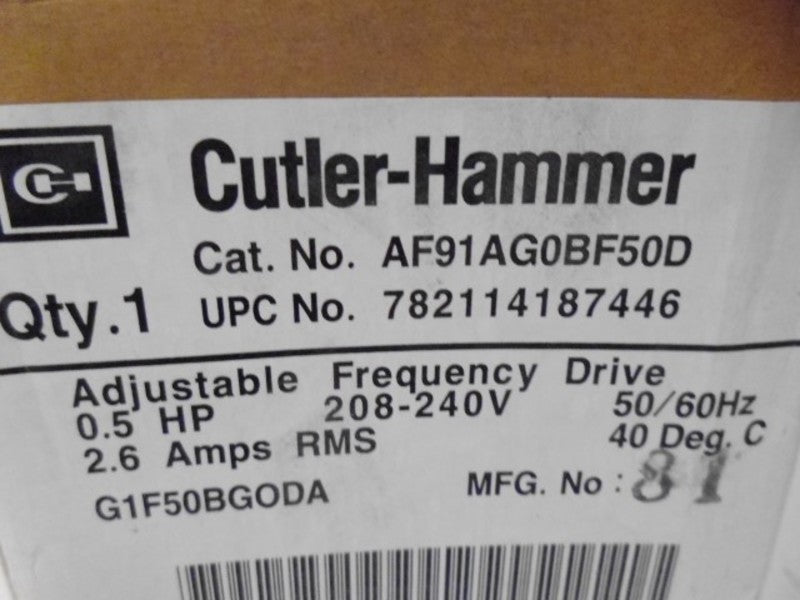 CUTLER HAMMER AF91AG0BF50D VFD 0.5 HP 208-240V  NSMP