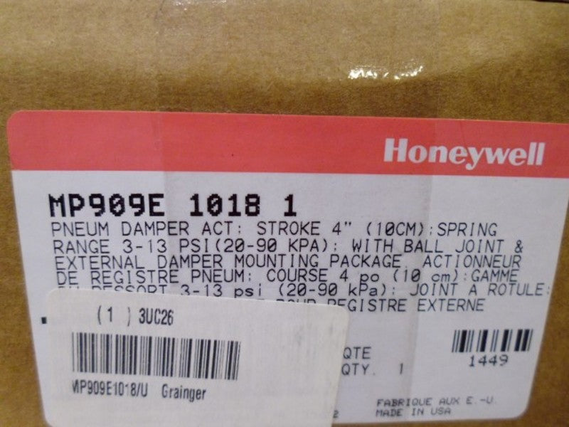 HONEYWELL MD909E 1018 1 PNEUMATIC DAMPER ACTUATOR w/ BALL/MOUNT  NSMP