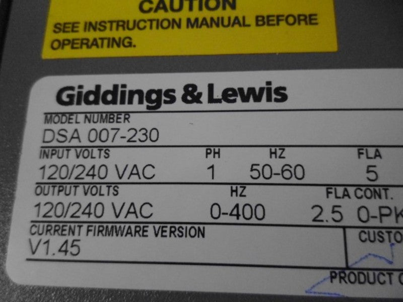 GIDDINGS&LEWIS CENTURION MICRO DSA 007-230 AC SERVO DRIVE  NSNP