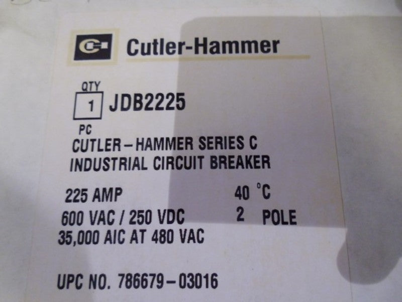 CUTLER HAMMER JDB2225 CIRCUIT BREAKER 225A  NSMP