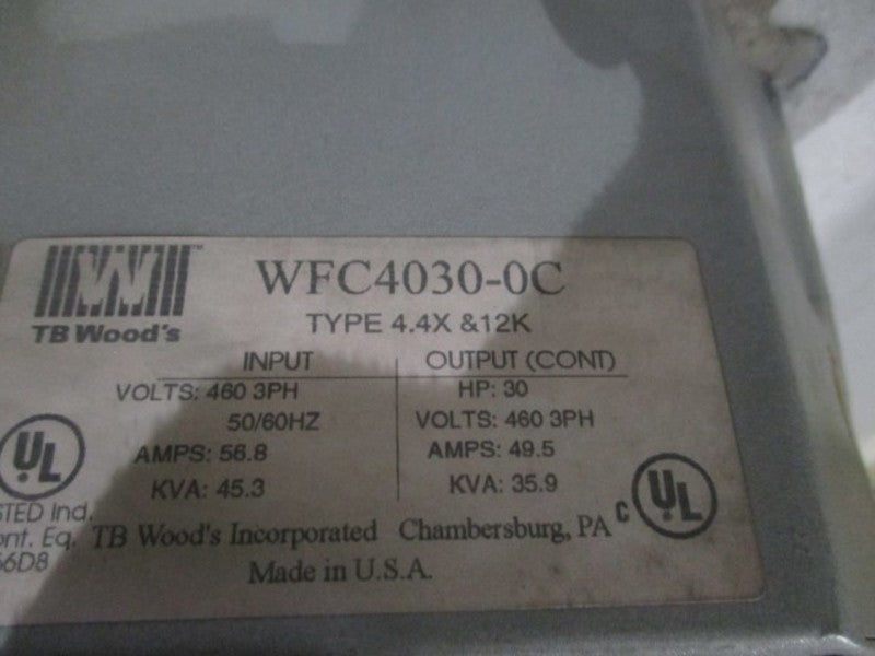 TB WOODS WFC4030-0C AC INVERTER DRIVE TYPE 4.4X & 12K 30 HP 49.5 A  UNMP