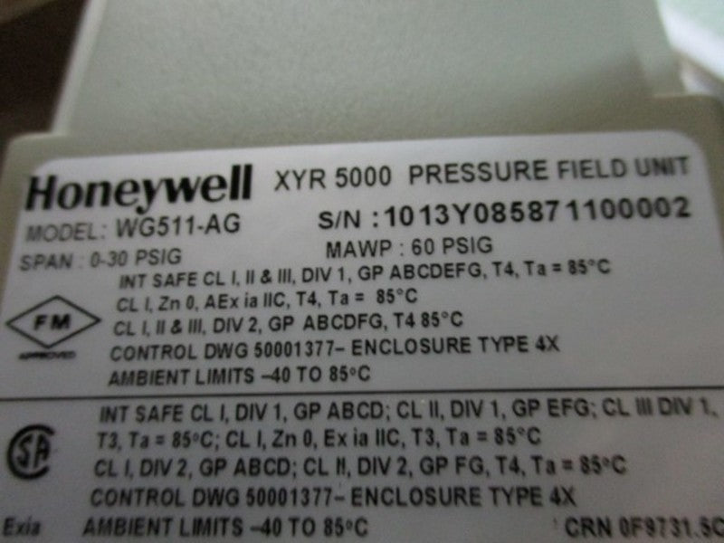 HONEYWELL XYR5000 PRESSURE FIELD UNIT WG511-AG  NSMP