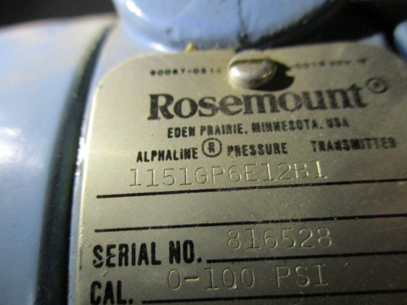 ROSEMOUNT 1151GP6E12B1 ALPHALINE PRESSURE TRANSMITTER  UNMP
