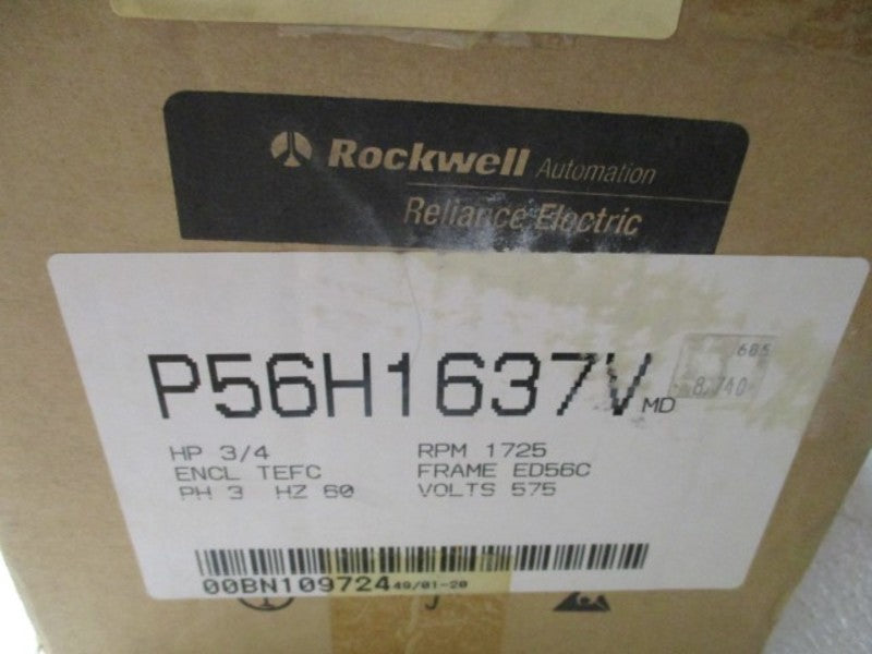 RELIANCE ELECTRIC DUTY MASTER P56H1637V AC MOTOR 3/4 HP 1725 RPM  NSMP