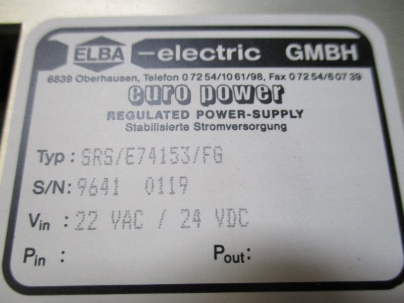 ELBA ELECTRIC EURO POWER SRS/E74153/FG REGULATED POWER SUPPLY  NSNP