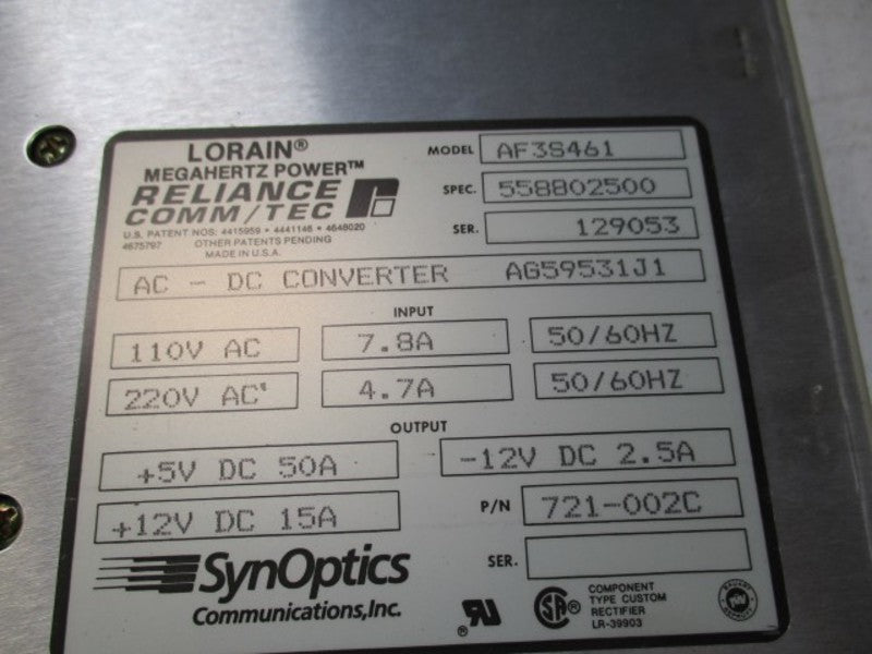 SYNOPTICS RELIANCE LATTISNET MODEL 3002 460W PS MODULE AF3S461  UNMP