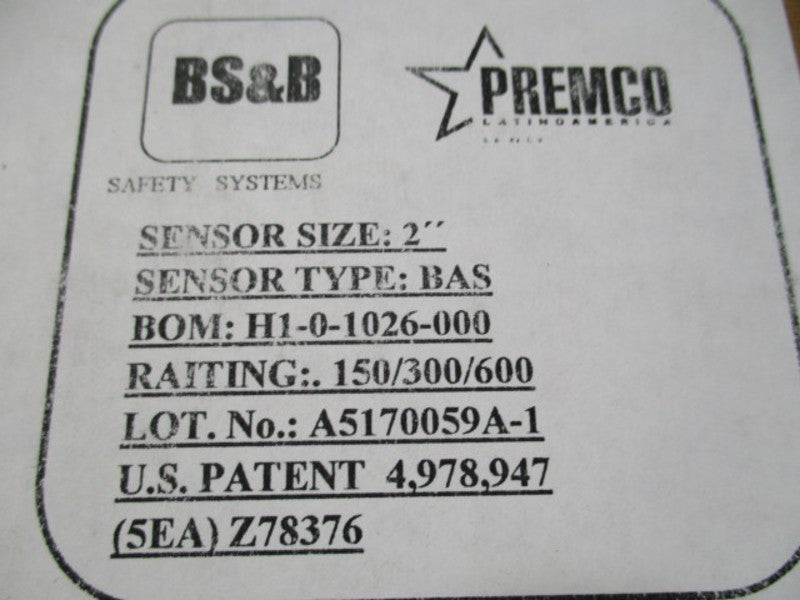 BS&B BAS A5170059A-1 H1-0-1026-000 2" NSMP