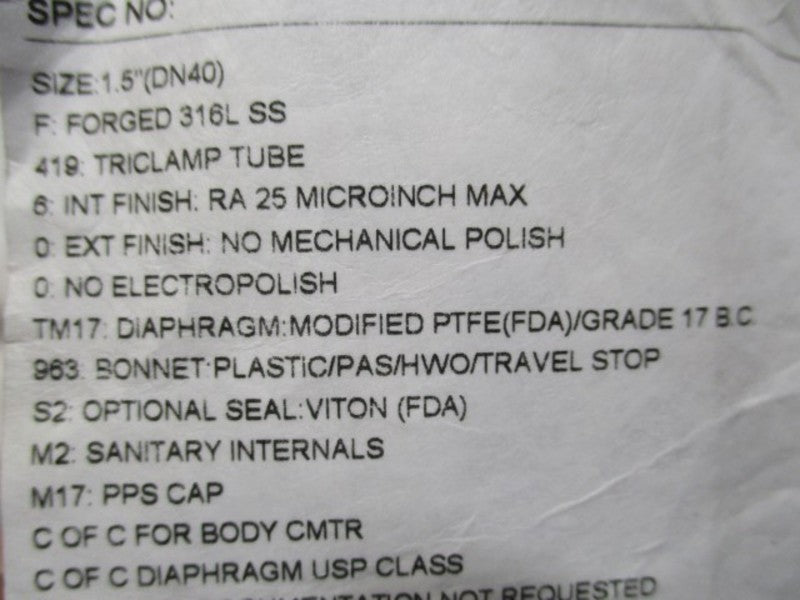 ITT 1.5-F-419-6-0-0-TM17-963-S2-M2-M17 1.5" NSMP