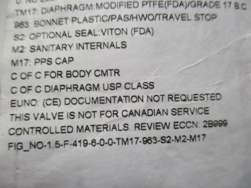 ITT 1.5-F-419-6-0-0-TM17-963-S2-M2-M17 1.5" NSMP