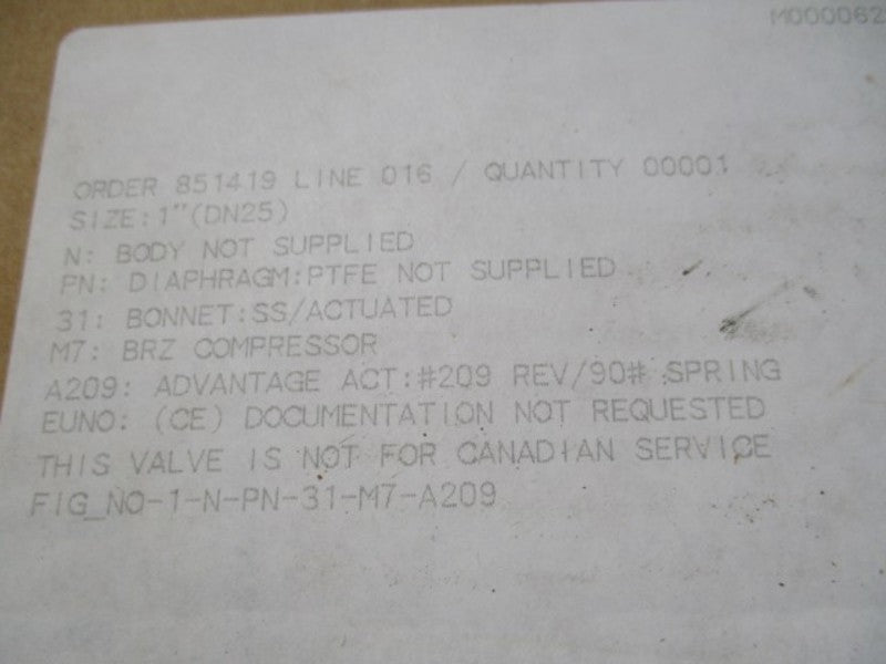 ITT  1-N-PN-31-M7-A209 1" A209 NSMP