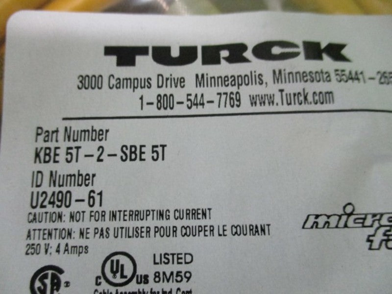 TURCK MICRO-FAST KBE 5T-2-SBE 5T MOLDED CORDSET  NSMP