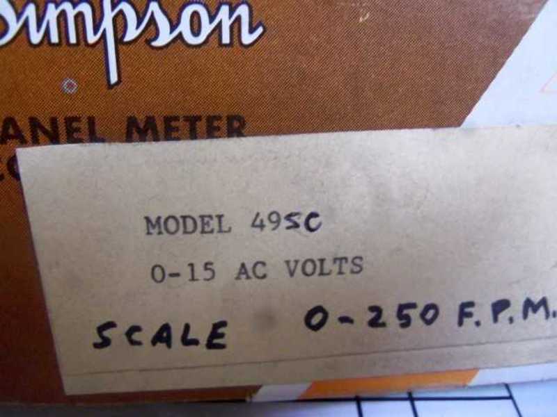 SIMPSON MODEL 49SC 0-250 FPM PANEL METER  NSMP