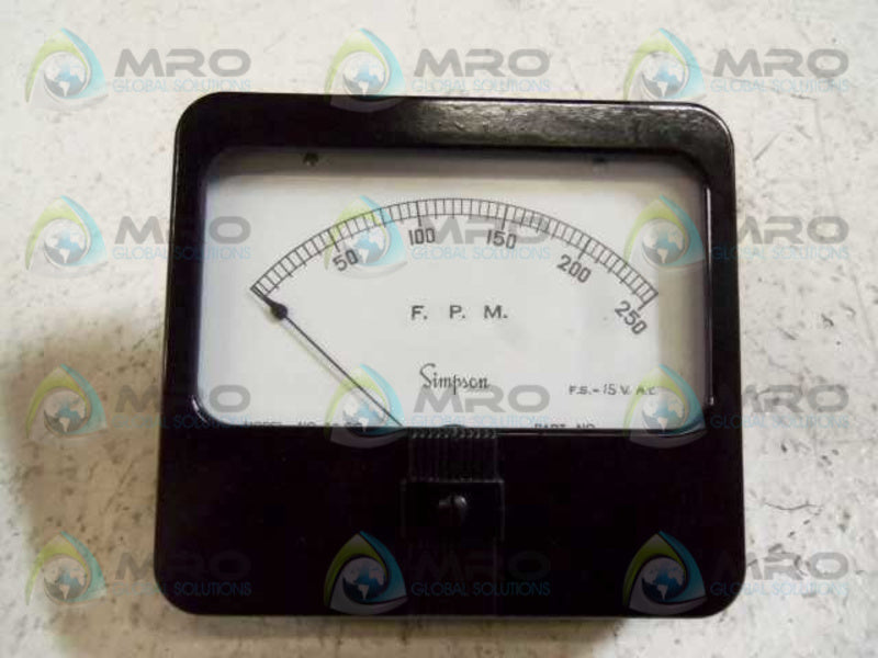 SIMPSON MODEL 49SC 0-250 FPM PANEL METER  NSMP