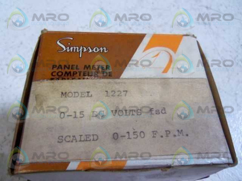 SIMPSON MODEL 1227 0-150 FPM PANEL METER 9969  NSMP