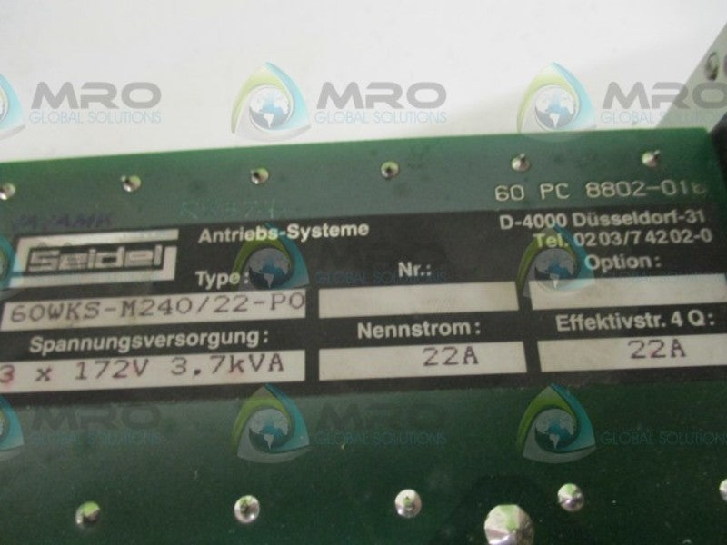 SEIDEL 60WKS-M240/22-P0 SERVO CONTROL AMPLIFIER  UNMP