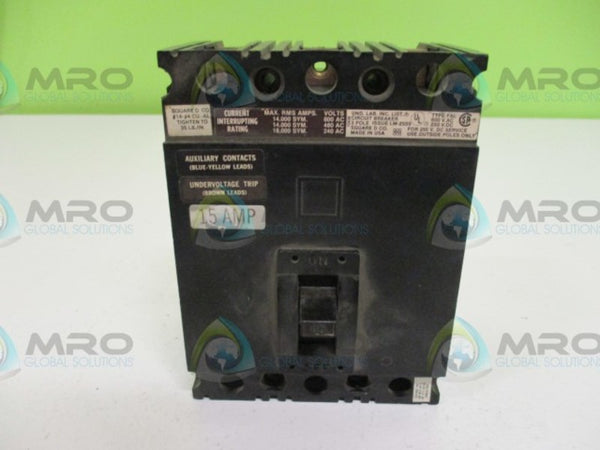SQUARE D FAL36015-1590 CIRCUIT BREAKER 15A TRIP & AUXILIARY SWITCH  UNMP
