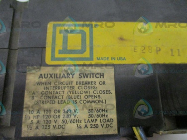 SQUARE D FAL36015-1590 CIRCUIT BREAKER 15A TRIP & AUXILIARY SWITCH  UNMP