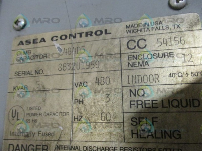 ASEA CONTROL C484D5 CAPACITOR 5 KVAR (AS PICTURED)  NSNP