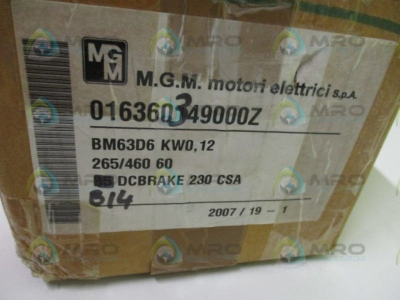 MGM BM63D6 ELECTRIC MOTOR  NSMP