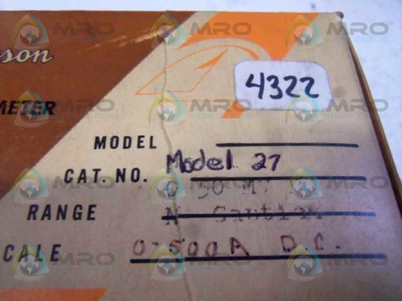 SIMPSON MODEL 27 0-500 DC AMPERES PANEL METER  NSMP