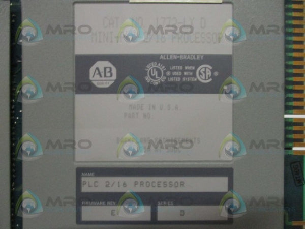 ALLEN BRADLEY 1772-LX SER. D F/W E PROCESSOR MODULE  UNMP