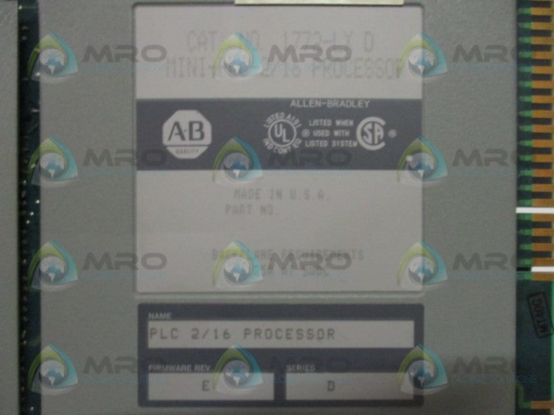 ALLEN BRADLEY 1772-LX SER. D F/W E PROCESSOR MODULE  UNMP