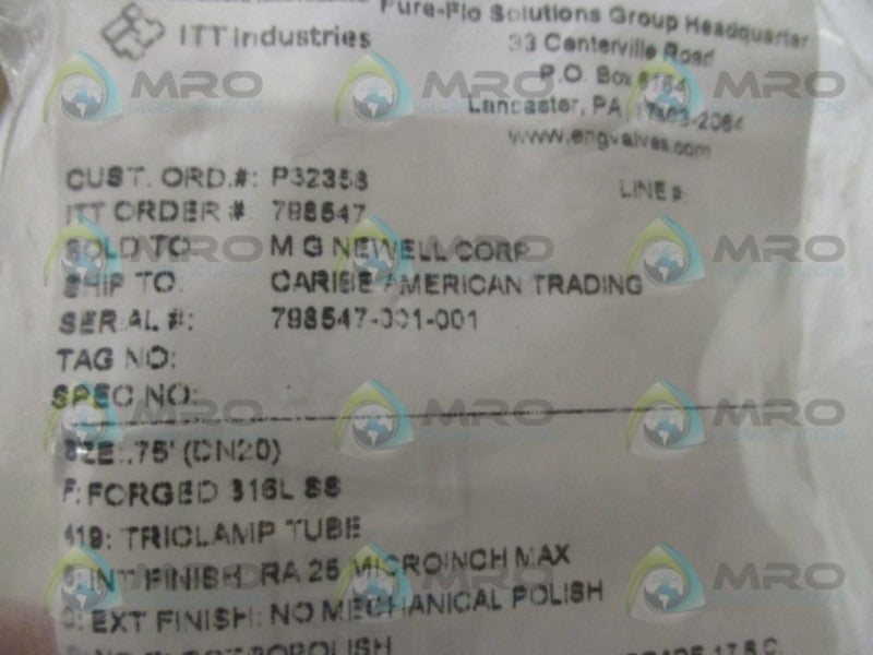 ITT PURE-FLO .75-F-419-6-0-0-TM17-36-M7-A209-HW9-SP2Z-SV8-V2-SQDB  NSNP